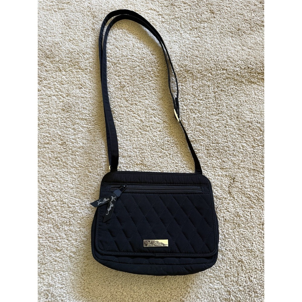 Vera Bradley Mini Hipster Black‎ Quilted Crossbody Bag Purse